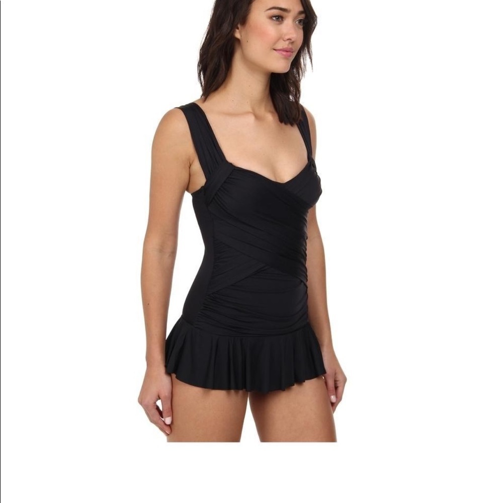 Badgley Mischka swimsuit draped skirted SZ 8 - Picture 4 of 5